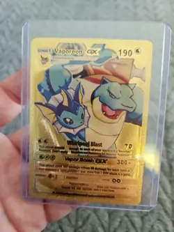 Vaporeon GX Gold Foil Fan Art Vinyl Textured Collector Pokemon Card - Image 1