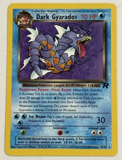 Dark Gyarados 25/82 WOTC Team Rocket Unlimited Non-Holo Rare Pokemon Card NM - Image 1