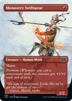 Light Play, English MTG Regular Monastery Swiftspear - Borderless Double Masters - Image 1