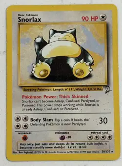 Snorlax 30/130 Non Holo Rare Base Set 2 WOTC Pokemon TCG - LP Vintage - Image 1