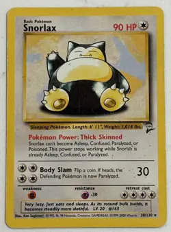 Snorlax 30/130 Non Holo Rare Base Set 2 WOTC Pokemon TCG - LP Vintage - Image 2