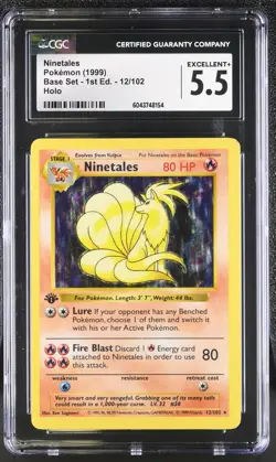 CGC 5.5 Ninetales 1999 Base Set 1st Edition 12/102 Holo Pokemon Card - Image 3