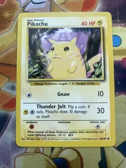 Pikachu 58/102 4th Print 1999-2000 Pokémon Card Base Set Yellow Cheeks NM - Image 1