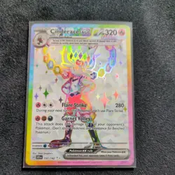 Cinderace EX  157/142 SV07 Stellar Crown Ultra Rare Holo Card - Image 1