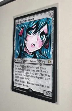 Solemn Simulacrum Hatsune Miku - Hand painted Magic the Gathering Alter - Image 2