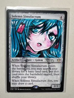 Solemn Simulacrum Hatsune Miku - Hand painted Magic the Gathering Alter - Image 5