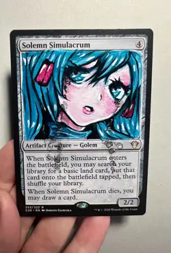 Solemn Simulacrum Hatsune Miku - Hand painted Magic the Gathering Alter - Image 7