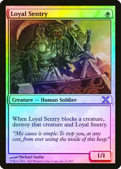 Loyal Sentry FOIL 10th Edition HEAVILY PLD White Rare MAGIC MTG CARD ABUGames - Image 1