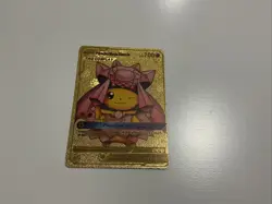 Pokemon Pikachu Mega Rayquaza 780hp Gold Foil Fan Art Card - Image 1