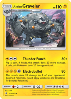 1x Alolan Graveler 41/145  Guardians Rising Pokemon TCG Card LP - Image 1