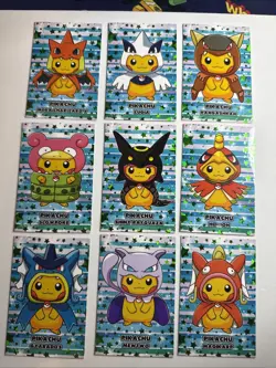 Rare Green Star Pokemon Card Database Christmas Set Poncho Pikachu  FULL SET! - Image 1