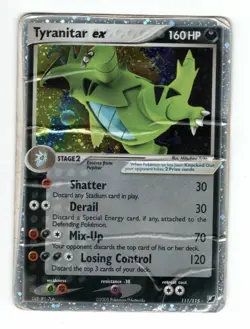 PokÃ©mon Tyranitar EX Holo TCG Card 2005 Unseen Forces 111/115 HP DMG  - Image 1