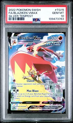 Blaziken VMAX PSA 10 English Pokemon Card TG15 Silver Tempest Alternate Art 2022 - Image 2