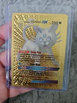 Alolan Persian GX Gold Foil Fan Art Vinyl Textured Collector Pokemon Card - Image 1