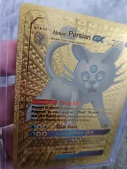 Alolan Persian GX Gold Foil Fan Art Vinyl Textured Collector Pokemon Card - Image 3