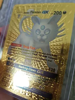 Alolan Persian GX Gold Foil Fan Art Vinyl Textured Collector Pokemon Card - Image 4