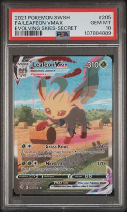 PSA 10 EVOLVING SKIES 205 LEAFEON VMAX SECRET 2021 POKEMON SWORD & SHIELD - Image 1