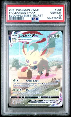 PSA 10 EVOLVING SKIES 205 LEAFEON VMAX SECRET 2021 POKEMON SWORD & SHIELD - Image 1