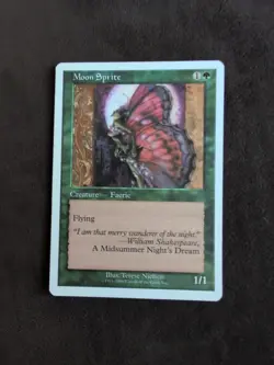 MTG Magic The Gathering Card Moon Sprite Creature Faerie Green - Image 1