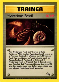 Pokemon Trainer Mysterious Fossil 62/62 Common Non-Holo '99 Trading Card - Image 1