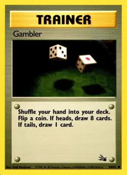 Pokemon Trainer Gambler 60/62 Fossil Set Common Non-Holo 1999 Trading Card - Image 1