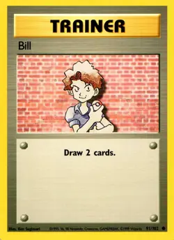 Pokemon Trainer Bill 91/102 Base Set Common Non-Holo 1999 Trading Card - Image 1