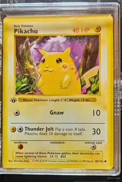 pokemon card, pikachu, red cheeks, 1st edition, shadowless NM condition - Image 1