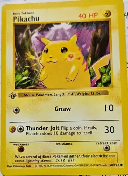 pokemon card, pikachu, red cheeks, 1st edition, shadowless NM condition - Image 2