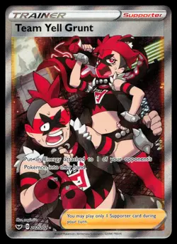 Team Yell Grunt 202/202 Sword & Shield Base Set Full Art Holo Pokemon Card - Image 1