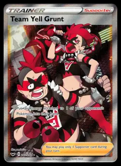 Team Yell Grunt 202/202 Sword & Shield Base Set Full Art Holo Pokemon Card - Image 3