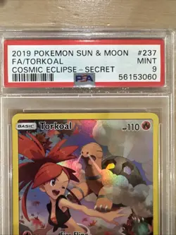 Torkoal Cosmic Eclipse Secret Rare Full Art 237/236 Pokemon Card PSA Grade 9 - Image 2