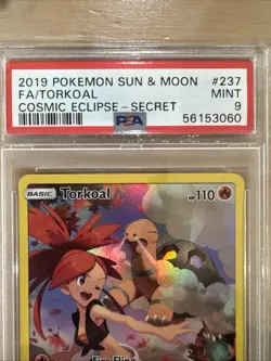Torkoal Cosmic Eclipse Secret Rare Full Art 237/236 Pokemon Card PSA Grade 9 - Image 5