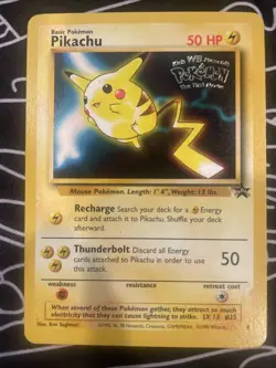 Pokémon TCG PIKACHU #4 STAMPED 1999 WB Pokemon Movie Black Star Promo Card HP - Image 1