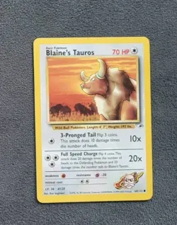 Blaines Tauros 2000 Pokemon Gym Heroes 64/132 TCG Card Vintage 151 Common WOTC - Image 1