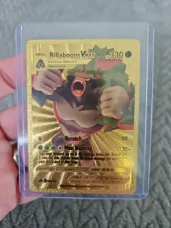 Rillaboom Vmax Rainbow Gold Foil Fan Art Textured Collector Pokemon Card - Image 1