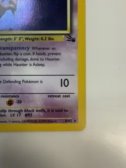 2000 Pokemon Fossil Haunter Holo 6/62 Trading Card Game TCG Vintage - Image 5