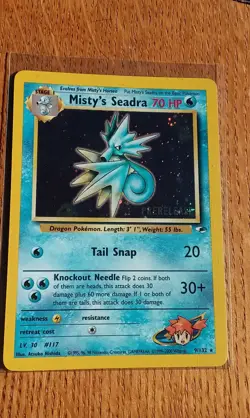 Misty's Seadra 9/132 PRERELEASE Gym Heroes Rare Holo Pokemon Card - Image 1