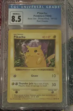 Base Shadowless Red Cheeks Pikachu 58/102 Graded Pokemon Card PSA CGC 8.5 - Image 1