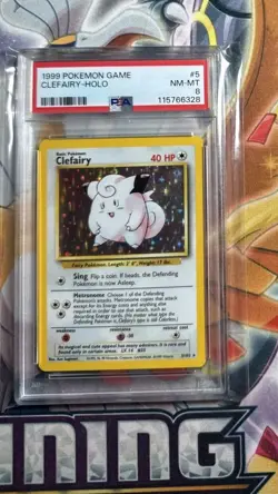 PSA 8 Clefairy 5/102 Holo Pokemon Card Base Set 1999 WOTC NM-MT Rare AJ - Image 1