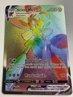 Pokémon TCG Scizor VMAX Darkness Ablaze Rainbow Rare Full Art Card 193/189 - Image 1