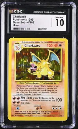 (PSA) CGC 10 CHARIZARD 1999 Base Set Holo Rare Pokemon Card #4 GEM MINT! - Image 1