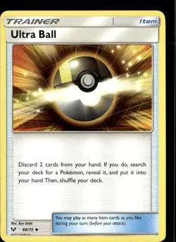 Pokemon Ultra Ball 68/73 Shining Legends Non Holo Uncommon 2 Card Lot LP - Image 1