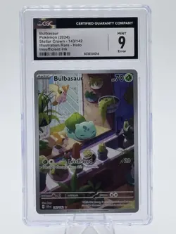 Pokémon TCG Bulbasaur Stellar Crown Illustration Error Card 143/142 Graded CGC 9 - Image 1