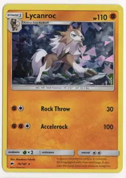 Lycanroc 76/147 Cracked Ice Holo Burning Shadows Pokemon Card - Image 1