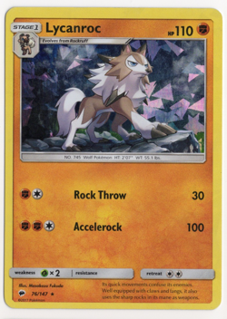 Lycanroc 76/147 Cracked Ice Holo Burning Shadows Pokemon Card - Image 5