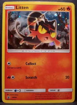 Litten SM08 Sun & Moon Promo Holo Pokemon Card English Near Mint - Image 1