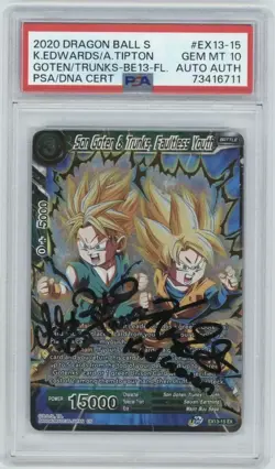 PSA  10 Signed Alexis Tipton & Kara Edwards Son Goten & Trunks Dragon Ball Card - Image 1