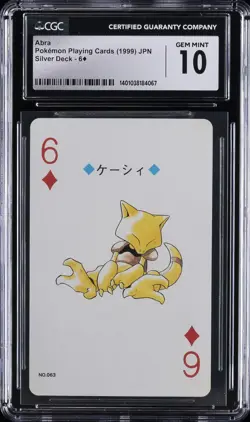 2000 POKEMON SILVER VERSION PLAYING CARDS 6 OF DIAMONDS ABRA CGC 10 GEM MINT - Image 3