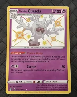 POKÉMON CARD GALARIAN CURSOLA SV050/SV122 Shining Fates Shiny Vault Holo - Image 1