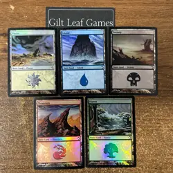 MTG *5 Foil Basic Land (1 of each type)* (MP) Premium Deck Sliver Magic - Image 3